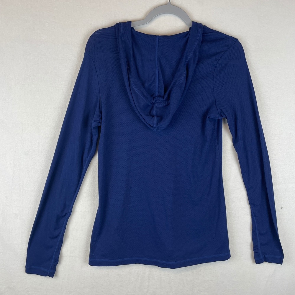 ExOfficio Womens Insect Shield Hoodie Blue Long Sleeve V-Neck Mesh Top Sz M 8-10 - Picture 2 of 8